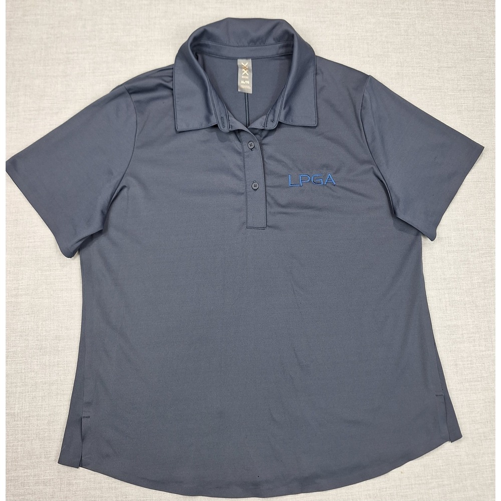 Rhone LPGA Womens Performance Polo Shirt Gray Short Sleeve XL Golf Top